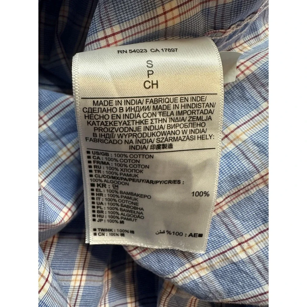 Banana Republic Shirt Mens S Blue Soft Wash Slim Fit Plaid Long Sleeve Button Up